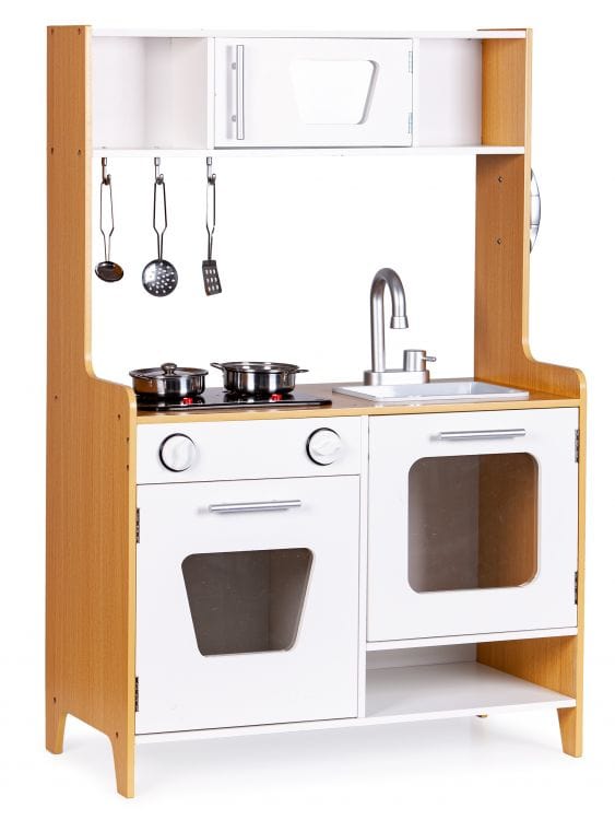 Meowbaby Wooden Play Kitchen for Children with Multimedia Burners