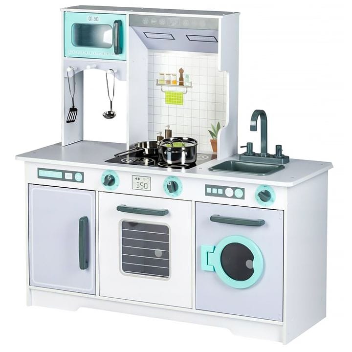 Meowbaby Large Wooden Play Kitchen for Children with Accessories