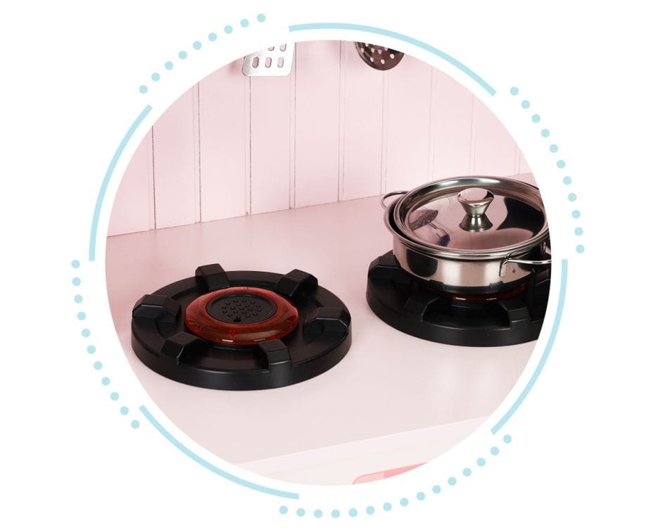 Meowbaby Wooden Play Kitchen for Children with Oven, Burners, Microwave and Accessories