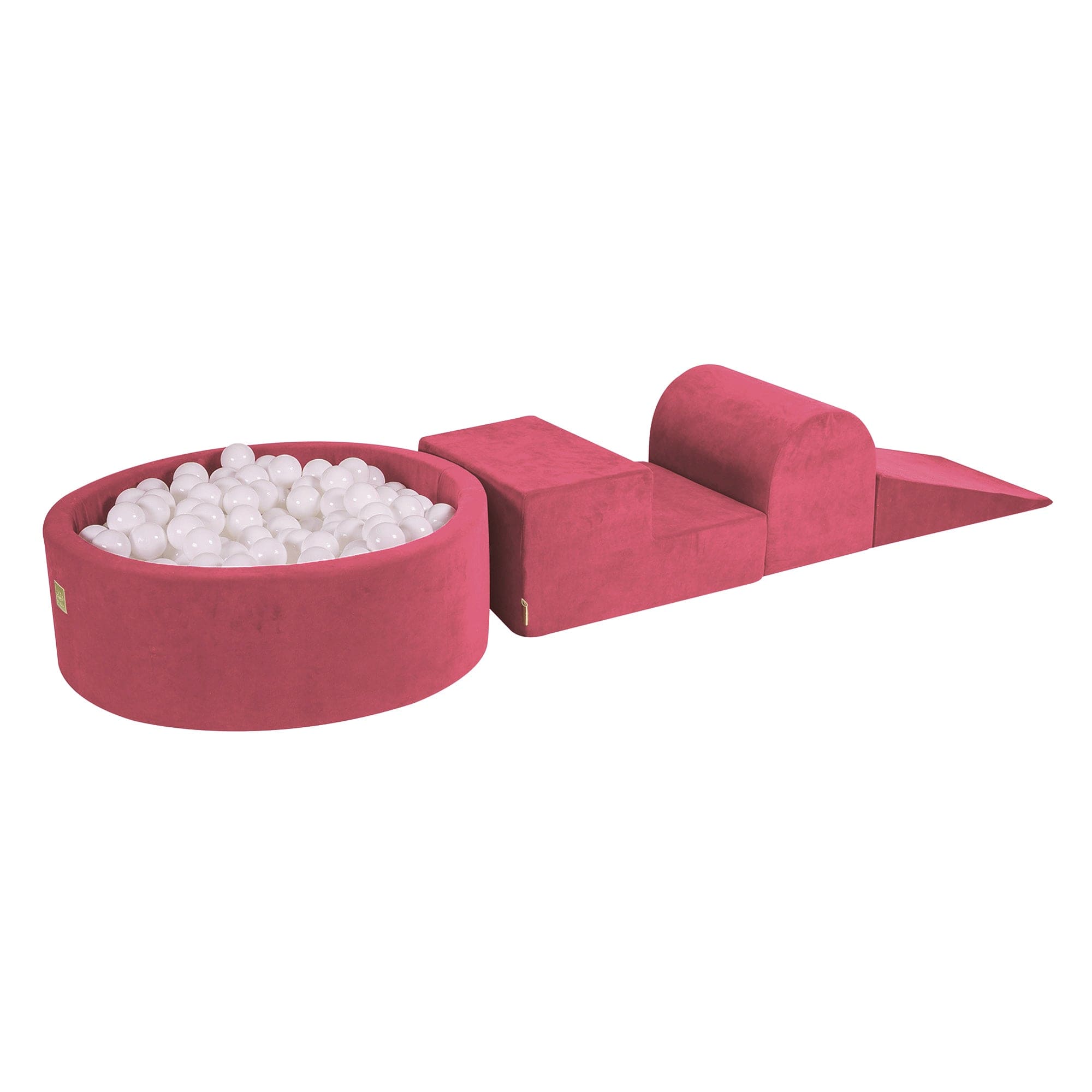 Meowbaby Velvet Kids Foam Climbing Blocks Raspberry Red - Baby Soft Play Set | Balls to Choose